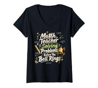 Women's Math Teacher Solving Problems Before The Bell Rings V-Neck T-Shirt