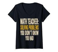 Women's Math Teacher Solving Problems I Know the Plans Humor V-Neck T-Shirt