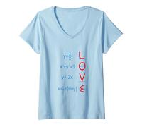 Womens Math Teacher Valentines Day Math Graphs Spell Love V-Neck T-Shirt