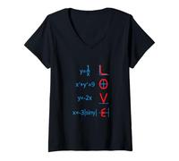 Womens Math Teacher Valentines Day Math Graphs Spell Love V-Neck T-Shirt