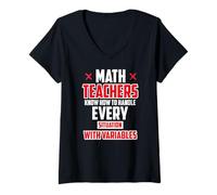 Womens MATH TEACHERS KNOW HOW TO HANDLE EVERY SITUATION V-Neck T-Shirt