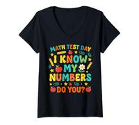 Women's Math Test Day I Know My Numbers Learner Student V-Neck T-Shirt