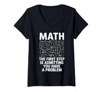 Women's Math The First Step is Admitting You Have A Problem V-Neck T-Shirt