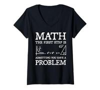 Women's Math The First Step is Admitting You Have a Problem V-Neck T-Shirt