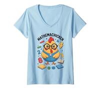 Womens Mathemachicken Funny Math Teacher Chicken Pun Men Women Kids V-Neck T-Shirt