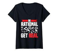 Womens Mathematician Math Teacher Be Rational Get Real V-Neck T-Shirt