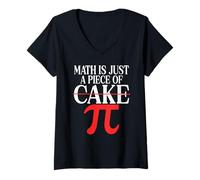 Women's Mathematics Math is Just A Piece of Cake Math Teacher Pi Day V-Neck T-Shirt