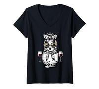 Womens Matreshka Russian Girl Russia for Russians Wine Matryoshka V-Neck T-Shirt