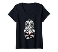 Womens Matreshka Russian Girl Russia for Russians Wine Matryoshka V-Neck T-Shirt