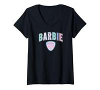Women's Mattel - Barbie Holidays - Barbie Christmas Pattern Ski Crew V-Neck T-Shirt