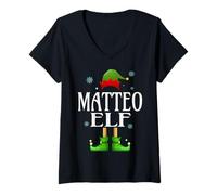 Womens Matteo Elf Xmas Funny Men's Family Matching Christmas Matteo V-Neck T-Shirt