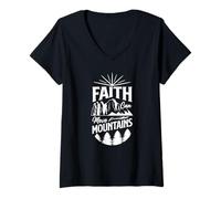 Womens Matthew 17:20 Faith - Inspirational Christian Scripture Art V-Neck T-Shirt