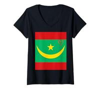 Womens Mauritania Flag Mauritanian Heart Proud Heritage National Da V-Neck T-Shirt