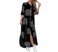 Women's Maxi Dress Casual Lapel Button Down Roll Sleeve Longline Shirt Dress Solid Side Slit Long Dress Ladies Spring Summer Plus Size Cotton Dress S-5XL