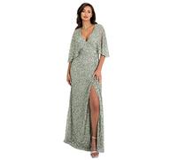 Maya Deluxe Women's Maxi Ladies Sequin Embellished Wrap A-Line Dress for Wedding Guest Bridesmaid Evening Prom Ball Occasion, Green Lily, 10