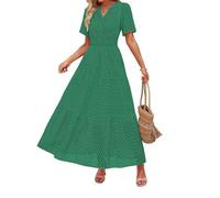 Women's Maxi Dress - Summer Elegant Boho Dresses V Neck Hollow Out Eyelet Swing A Line Cotton Long Flowy Beach Vacation Evening Dresses Beach Outfit Wedding Guest Engagement Cocktail Party