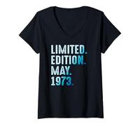 Women's May 1973 Year 1973 Retro 1973 Vintage Limited Edition V-Neck T-Shirt