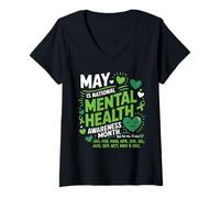 Womens May Is National Mental Health Awareness Month Support V-Neck T-Shirt