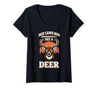 Women's May Leave Mid Conversation If I See A Deer | Hunters V-Neck T-Shirt