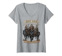 Women's May Our Daughters Be Ungovernable Viking Feminist Mom V-Neck T-Shirt