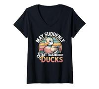 Women's May Suddenly Start Talking About Ducks Duck Lover V-Neck T-Shirt