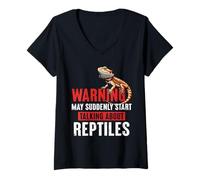 Womens May Suddenly Start Talking About Reptiles Bearded Dragon V-Neck T-Shirt