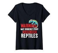 Womens May Suddenly Start Talking About Reptiles Gecko Lover V-Neck T-Shirt