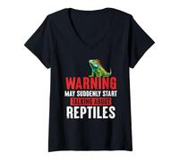 Womens May Suddenly Start Talking About Reptiles Iguana Lover V-Neck T-Shirt