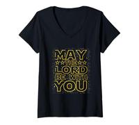 Womens May The Lord be with You Christian God Faith Fun T-Shirt V-Neck T-Shirt