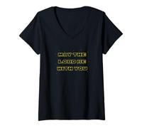 Women's May the Lord be with You Funny Christian V-Neck T-Shirt