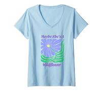 Womens Maybe She's A Wild Flower V-Neck T-Shirt