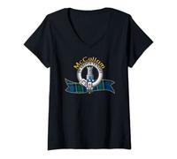Womens McCallum Clan Tartan Crest Motto V-Neck T-Shirt