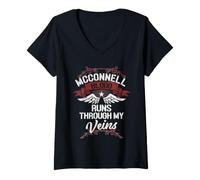 Women's McConnell Blood Runs Through My Veins - Last Name Family V-Neck T-Shirt