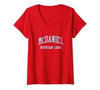 Women's McDaniel High School HS Portland OR Vintage Sports V-Neck T-Shirt