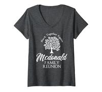 Women's McDonald Family Reunion Back Together Again for All V-Neck T-Shirt, Dark Heather Grey, Medium