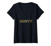 Womens MDXVII (Antique Yellow) 1517 Luther V-Neck T-Shirt