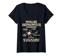 Women's ME CFS Warrior Chronic Myalgic Encephalomyelitis Awareness V-Neck T-Shirt