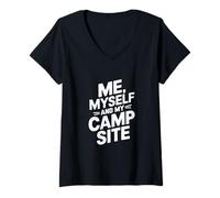 Womens Me Myself and My Campsite V-Neck T-Shirt