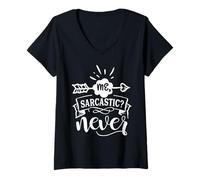 Women's me Sarcastic Never V-Neck T-Shirt