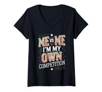 Womens Me vs Me Motivational Mindset Design V-Neck T-Shirt