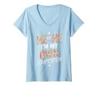 Womens Me vs Me Motivational Mindset Design V-Neck T-Shirt