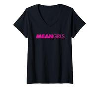 Womens Mean Girls Classic Text Logo V-Neck T-Shirt
