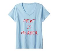 Womens Meat is Murder T-Shirt - Pro Vegan Animals V-Neck T-Shirt