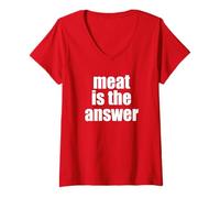 Women's Meat is The Answer Carnivore Diet Steak Bacon Beef Grilling V-Neck T-Shirt