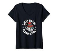 Womens Mechanic Dirty Hands Clean Car Money Automotive V-Neck T-Shirt