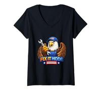 Women's Mechanic Eagle Repair Workshop Hero Design V-Neck T-Shirt