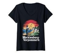 Women's Mecklenburg-Vorpommern Sunset Fischer V-Neck T-Shirt