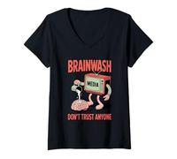 Womens Media Brainwash Meme Style V-Neck T-Shirt
