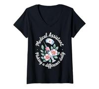 Women's Medical Assistant Making A Difference Daily V-Neck T-Shirt