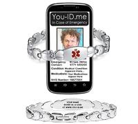 Womens Medical Bracelet, Ladies Medical ID, Emergency Alert, Store Contact Information, List medications, Alerts Contacts Phone (Small 16.5cm, Silver)